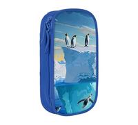 AQRJLPO Penguins On The Iceberg Print Prints Pencil Case for Students Boys Girls - Large Capacity Double-Layer Office School Stationery Pouch Pencil Holder,Blue