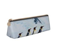 AQRJLPO Penguins On The Iceberg Printed Stationery Pencil Case, Cute Leather Pencil Bag Pen Case Pouch, School Stationery Organizer Makeup Bag for Boys Girls Students