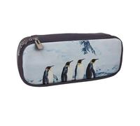 AQRJLPO Penguins On The Iceberg Prints Flip Leather Pencil Case Cute Pen Pencil Pouch Pencil Box Travel Makeup Bag Stationery Gift for Students Girls Boys Women