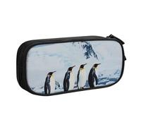 AQRJLPO Penguins On The Iceberg Prints Pencil Case for Boys Girls Large Capacity Office School Students Stationery Pouch Pencil Holder with 2 Compartments,Black