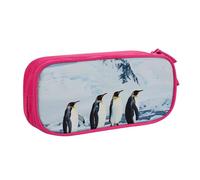AQRJLPO Penguins On The Iceberg Prints Pencil Case for Boys Girls Large Capacity Office School Students Stationery Pouch Pencil Holder with 2 Compartments,Pink