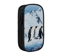 AQRJLPO Penguins On The Iceberg Prints Pencil Case for Students Boys Girls - Large Capacity Double-Layer Office School Stationery Pouch Pencil Holder,Black