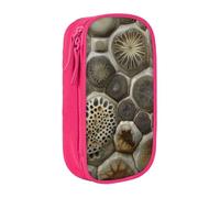 AQRJLPO Petoskey Stone Prints Pencil Case for Students Boys Girls - Large Capacity Double-Layer Office School Stationery Pouch Pencil Holder,Pink