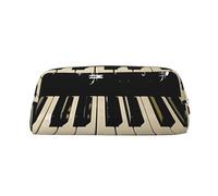 AQRJLPO Piano Keys with Musical Note Print Leather Pencil Case with Gold Zipper, Multi-Use Cosmetic & Stationery Organizer, Waterproof Desk Storage Pouch for School, Office & Travel Gifts
