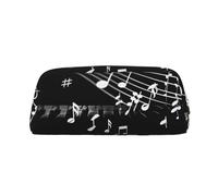 AQRJLPO Piano Keys with Musical Notes Print Leather Pencil Case with Gold Zipper, Multi-Use Cosmetic & Stationery Organizer, Waterproof Desk Storage Pouch for School, Office & Travel Gifts