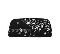 AQRJLPO Piano Keys with Musical Notes Print Leather Pencil Case with Silver Zipper, Multi-Use Cosmetic & Stationery Organizer, Waterproof Desk Storage Pouch for School, Office & Travel Gifts