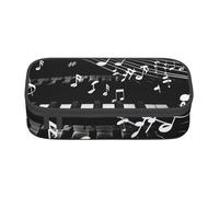 AQRJLPO Piano Keys with Musical Notes Prints Pencil Case Cute Pen Pencil Pouch Large Capacity Compartment Pencil Box Travel Makeup Bag for Students Girls Boys Women