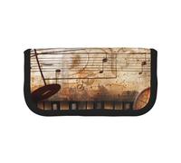 AQRJLPO Piano Violin Music Notes Print Canvas Pencil Case for Boys Girls Women, Cosmetic & Stationery Organizer, Zipper Desk Storage Pouch for School, Office & Travel Gifts
