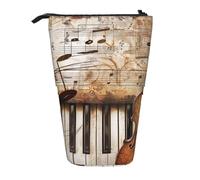 AQRJLPO Piano Violin Music Notes Print Expandable Pencil Case Organize, Stretchable Travel Stationery & Makeup Pouch Desk Storage Box for School, Office, Travel