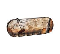 AQRJLPO Piano Violin Music Notes Print Leather Pencil Case Organize, Multi-Use Travel Cosmetic Bag, Zipper Desk Storage Box Compact Gift for School, Office, Travel