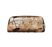 AQRJLPO Piano Violin Music Notes Print Leather Pencil Case with Gold Zipper, Multi-Use Cosmetic & Stationery Organizer, Waterproof Desk Storage Pouch for School, Office & Travel Gifts