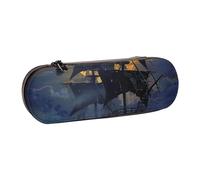 AQRJLPO Pirate Sailboat Full Moon Print Leather Pencil Case Organize, Multi-Use Travel Cosmetic Bag, Zipper Desk Storage Box Compact Gift for School, Office, Travel