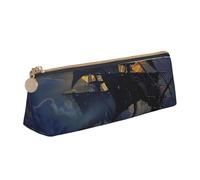AQRJLPO Pirate Sailboat Full Moon Printed Stationery Pencil Case, Cute Leather Pencil Bag Pen Case Pouch, School Stationery Organizer Makeup Bag for Boys Girls Students