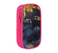 AQRJLPO Pirate Sailboat Full Moon Prints Pencil Case for Students Boys Girls - Large Capacity Double-Layer Office School Stationery Pouch Pencil Holder,Pink