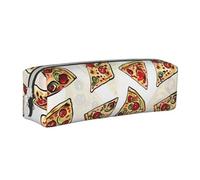 AQRJLPO Pizza Pattern Printed Leather Simple Pencil Case, Cute Pencil Bag Pen Case Pouch, School Stationery Organizer Makeup Bag for Boys Girls Students