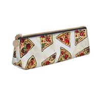 AQRJLPO Pizza Pattern Printed Stationery Pencil Case, Cute Leather Pencil Bag Pen Case Pouch, School Stationery Organizer Makeup Bag for Boys Girls Students