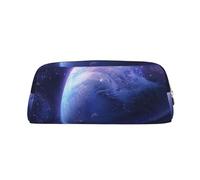 AQRJLPO Planet Print Leather Pencil Case with Gold Zipper, Multi-Use Cosmetic & Stationery Organizer, Waterproof Desk Storage Pouch for School, Office & Travel Gifts