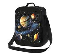 AQRJLPO Planets Stars and The Galaxy Printed Portable Lunch Tote Bag, Large Capacity Insulated Neoprene Lunch Bags for Work/School/Picnic/Travel