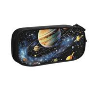 AQRJLPO Planets Stars and The Galaxy Prints Pencil Case for Boys Girls Large Capacity Office School Students Stationery Pouch Pencil Holder with 2 Compartments,Black