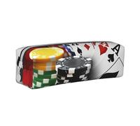 AQRJLPO Poker Tournament Printed Leather Simple Pencil Case, Cute Pencil Bag Pen Case Pouch, School Stationery Organizer Makeup Bag for Boys Girls Students