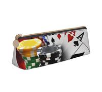 AQRJLPO Poker Tournament Printed Stationery Pencil Case, Cute Leather Pencil Bag Pen Case Pouch, School Stationery Organizer Makeup Bag for Boys Girls Students