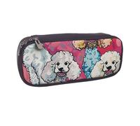 AQRJLPO Poodles Dogs Prints Flip Leather Pencil Case Cute Pen Pencil Pouch Pencil Box Travel Makeup Bag Stationery Gift for Students Girls Boys Women