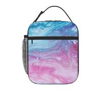 AQRJLPO Portable Insulated Lunch Tote Bag for Women Men, Blue Pink and Purple Pastel Colors Printed Lunch Box Reusable Cooler Bag for Work Picnic School Travel