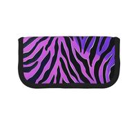 AQRJLPO Purple Blue Green Camouflage Zebra Stripes Print Canvas Pencil Case for Boys Girls Women, Cosmetic & Stationery Organizer, Zipper Desk Storage Pouch for School, Office & Travel Gifts