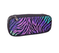 AQRJLPO Purple Blue Green Camouflage Zebra Stripes Prints Flip Leather Pencil Case Cute Pen Pencil Pouch Pencil Box Travel Makeup Bag Stationery Gift for Students Girls Boys Women