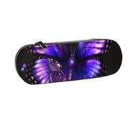 AQRJLPO Purple Butterfly 1 Print Leather Pencil Case Organize, Multi-Use Travel Cosmetic Bag, Zipper Desk Storage Box Compact Gift for School, Office, Travel