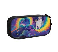 AQRJLPO Rainbow Bright Prints Pencil Case for Boys Girls Large Capacity Office School Students Stationery Pouch Pencil Holder with 2 Compartments,Black