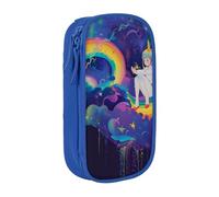 AQRJLPO Rainbow Bright Prints Pencil Case for Students Boys Girls - Large Capacity Double-Layer Office School Stationery Pouch Pencil Holder,Blue