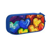 AQRJLPO Rainbow Colored Gay Pride Hearts Prints Pencil Case for Boys Girls Large Capacity Office School Students Stationery Pouch Pencil Holder with 2 Compartments,Blue