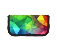 AQRJLPO Rainbow Geometric Print Canvas Pencil Case for Boys Girls Women, Cosmetic & Stationery Organizer, Zipper Desk Storage Pouch for School, Office & Travel Gifts