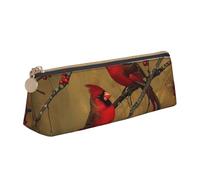 AQRJLPO Red Birds Printed Stationery Pencil Case, Cute Leather Pencil Bag Pen Case Pouch, School Stationery Organizer Makeup Bag for Boys Girls Students