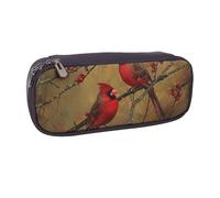AQRJLPO Red Birds Prints Flip Leather Pencil Case Cute Pen Pencil Pouch Pencil Box Travel Makeup Bag Stationery Gift for Students Girls Boys Women