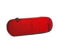 AQRJLPO red Stripe Print Leather Pencil Case Organize, Multi-Use Travel Cosmetic Bag, Zipper Desk Storage Box Compact Gift for School, Office, Travel