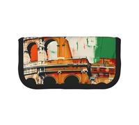 AQRJLPO Roman Colosseum Italian Flag Print Canvas Pencil Case for Boys Girls Women, Cosmetic & Stationery Organizer, Zipper Desk Storage Pouch for School, Office & Travel Gifts