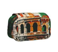 AQRJLPO Roman Colosseum Italian Flag Print Pencil Case Double - Layer Flip Pencil Pouch Pen Organizer Makeup Bag for School, Travel and Work