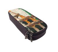 AQRJLPO Roman Colosseum Italian Flag Prints Leather Pencil Case & Cosmetic Organizer Pouch with Zipper - Waterproof School Supplies, Travel Makeup Bag, Stationery Gift for Students, Women