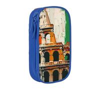 AQRJLPO Roman Colosseum Italian Flag Prints Pencil Case for Students Boys Girls - Large Capacity Double-Layer Office School Stationery Pouch Pencil Holder,Blue