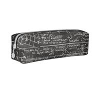 AQRJLPO School Math Printed Leather Simple Pencil Case, Cute Pencil Bag Pen Case Pouch, School Stationery Organizer Makeup Bag for Boys Girls Students