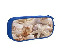 AQRJLPO Seashell on Beach Prints Pencil Case for Boys Girls Large Capacity Office School Students Stationery Pouch Pencil Holder with 2 Compartments,Blue