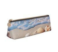 AQRJLPO Shells on The Beach Printed Stationery Pencil Case, Cute Leather Pencil Bag Pen Case Pouch, School Stationery Organizer Makeup Bag for Boys Girls Students