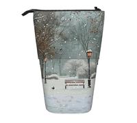 AQRJLPO Snow Falling in The Park Print Expandable Pencil Case Organize, Stretchable Travel Stationery & Makeup Pouch Desk Storage Box for School, Office, Travel