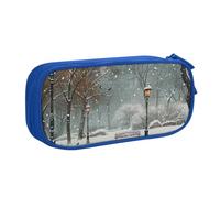 AQRJLPO Snow Falling in The Park Prints Pencil Case for Boys Girls Large Capacity Office School Students Stationery Pouch Pencil Holder with 2 Compartments,Blue