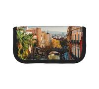 AQRJLPO Spain Water City Print Canvas Pencil Case for Boys Girls Women, Cosmetic & Stationery Organizer, Zipper Desk Storage Pouch for School, Office & Travel Gifts