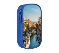 AQRJLPO Spain Water City Prints Pencil Case for Students Boys Girls - Large Capacity Double-Layer Office School Stationery Pouch Pencil Holder,Blue