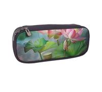AQRJLPO Spirit of The Lotus Prints Flip Leather Pencil Case Cute Pen Pencil Pouch Pencil Box Travel Makeup Bag Stationery Gift for Students Girls Boys Women