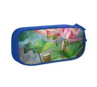 AQRJLPO Spirit of The Lotus Prints Pencil Case for Boys Girls Large Capacity Office School Students Stationery Pouch Pencil Holder with 2 Compartments,Blue